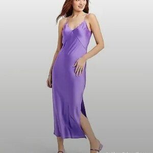 a new day purple satin slip dress midi womens size small